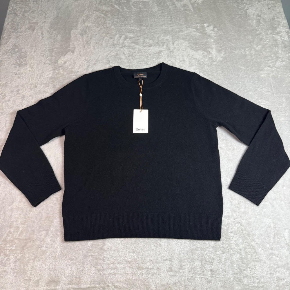 NWT Quince Womens Mongolian Cashmere Crewneck Sweater Black M